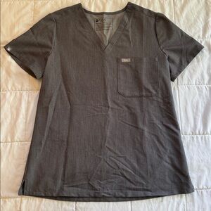 Figs Charcoal V-Neck Scrub Top